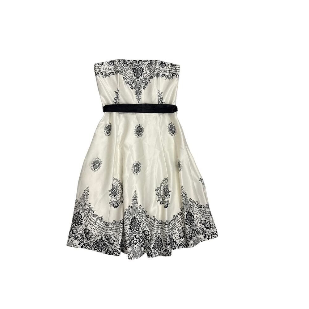 WHBM White House Black Market Strapless Paisley Belt Tie Fit & Flare Dress 2